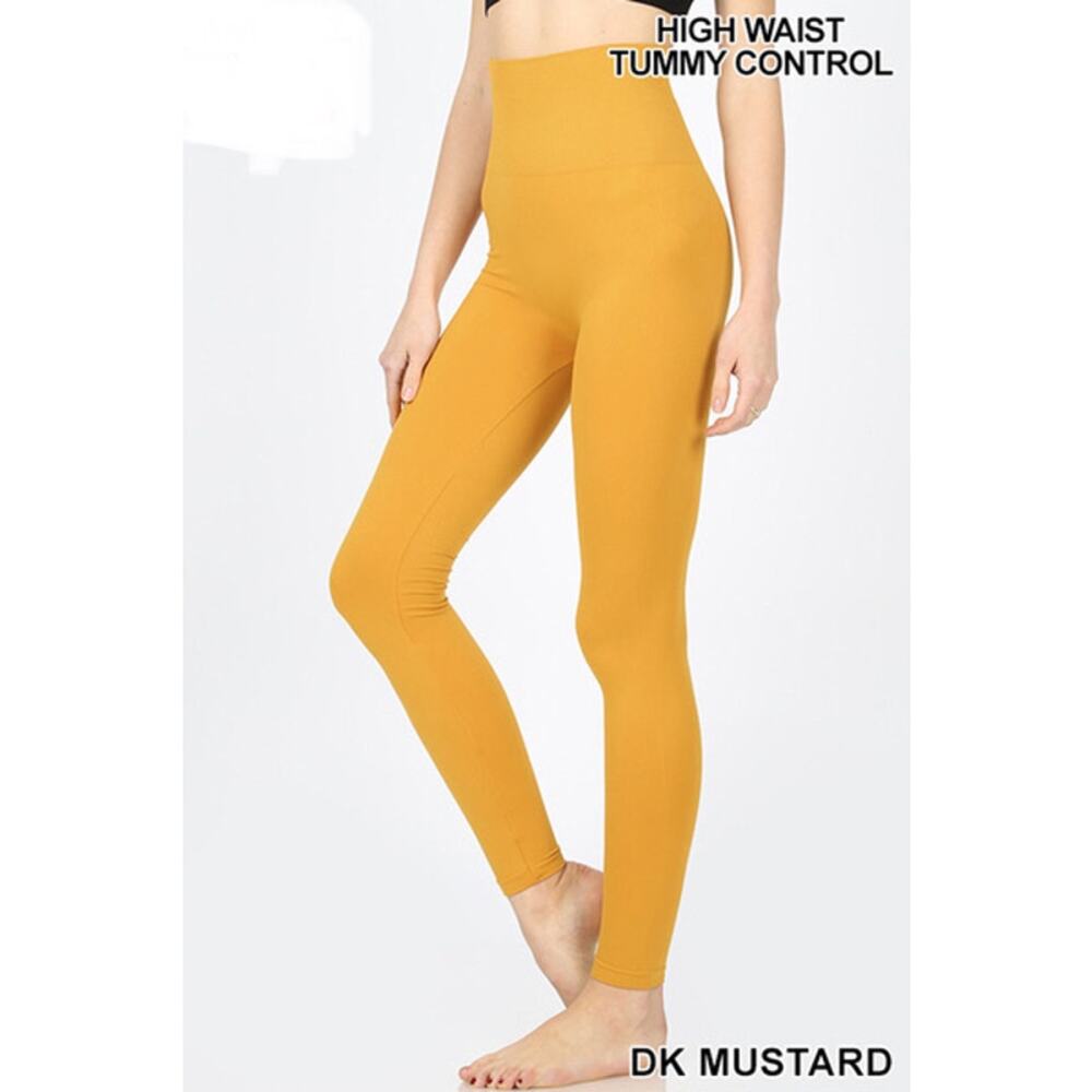 High waist diamond shape band seamless Leggings (Dk Mustard)- S/M